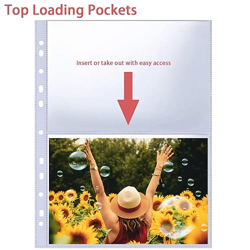 30 Pack 120 Pockets A5 Photo Sleeves for A4 2/3/4 Ring Binder, Ultra-Clear Double-Sided 2 Pocket 219x152 mm Photo Page Protector, Top Loading Photo Album 6x8 Refill Pages image 1