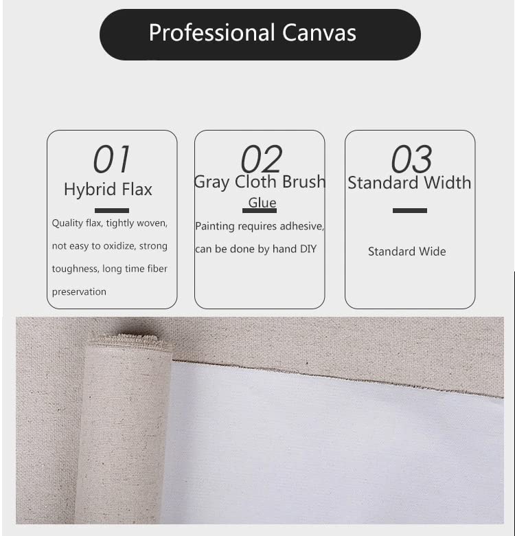 Lona de lino en rollo de 1m imprimado para pintar con acrilico sin gesso 7