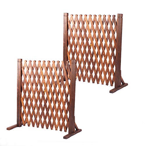 MYOYAY 2PCS Expandable Garden Fence Wooden Pet Gate 27.5 x
