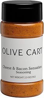 Cheese and Bacon Seasoning & Spice Blend – 2.5 oz Jar by Olive Cart – Gourmet Cheesy & Smoky Bacon Flavor Mix for Popcorn, Potatoes, Vegetables, Meats, Pasta & More