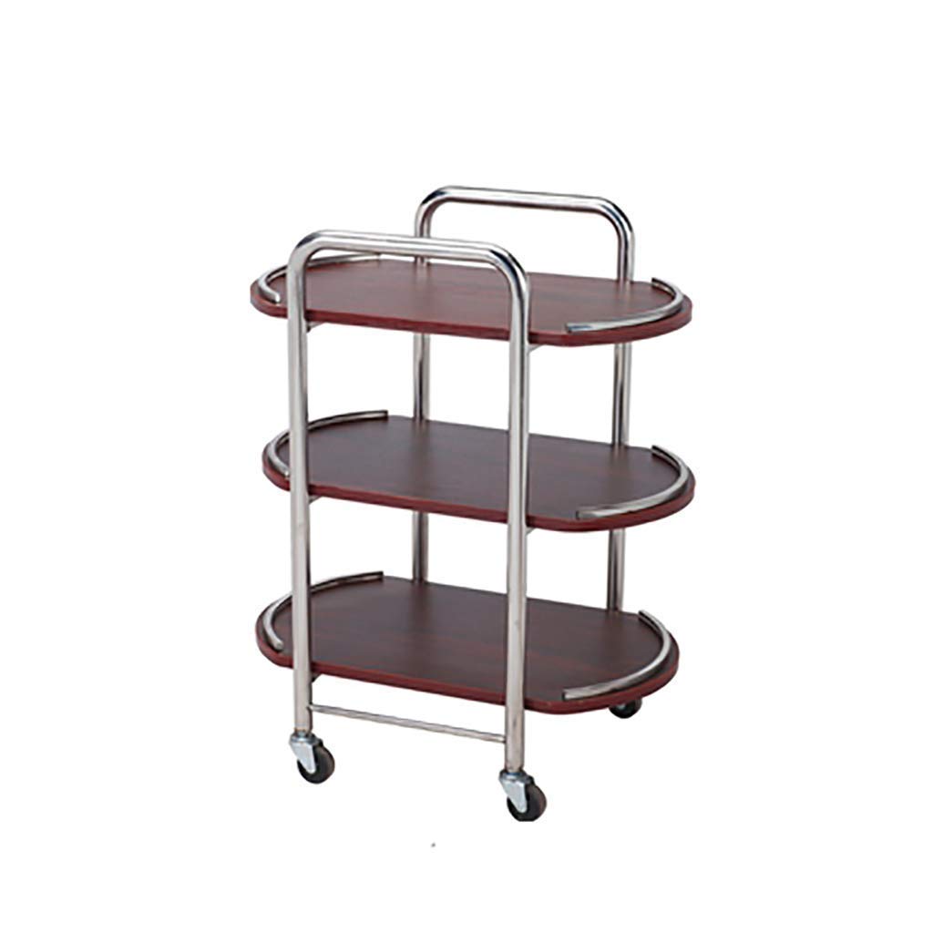 Carrito de té – Carrito utilitario rodante de 3 capas con bandeja de madera – Carrito de servir arte de hierro para restaurantes y comedores. Elegante solución de almacenamiento y entretenimiento