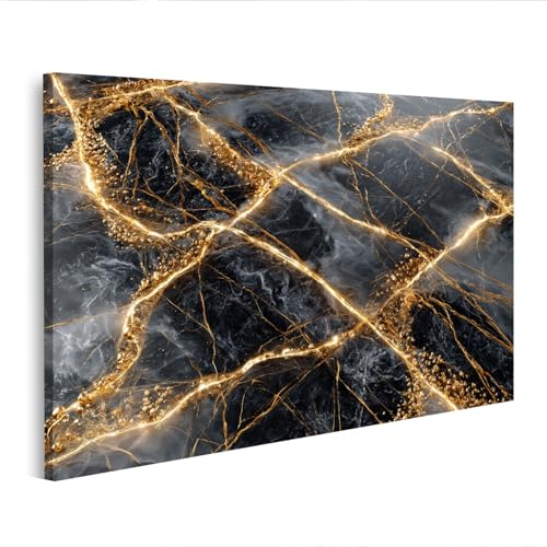 Tableau sur toile marbre doré de luxe islandburner Edition G1 pour intérieur élégant