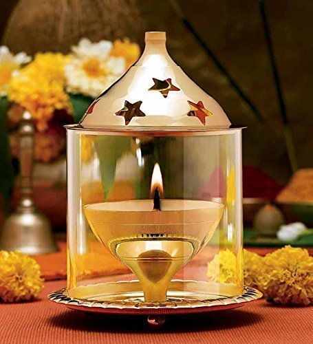 Support De Lampe à Thé En Laiton Massif - Fait Main Inde - Couleur Argent - Neuf