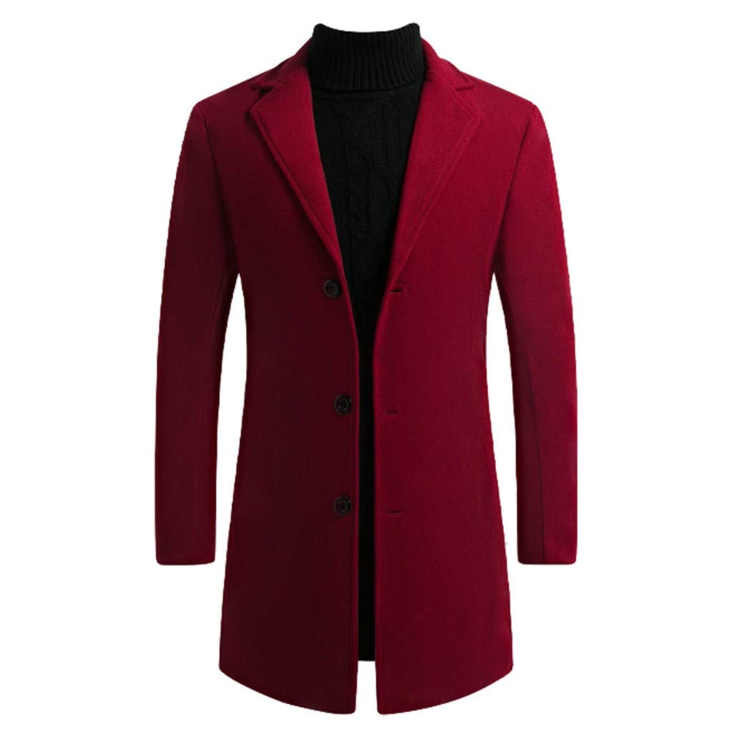 Men's Trench Coat Slim Fit Notch Lapel Single Breasted Top Coat Winter Warm Cotton Business Long Jacket Overcoat-image-47