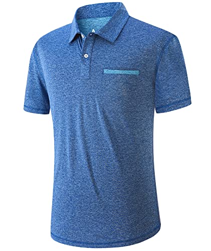 Golf Shirts For Men Summer Moisture Wicking Short Sleeve Polo Shirts Casual Tops Collared Shirt, Indigo Blue Xl #TOP5