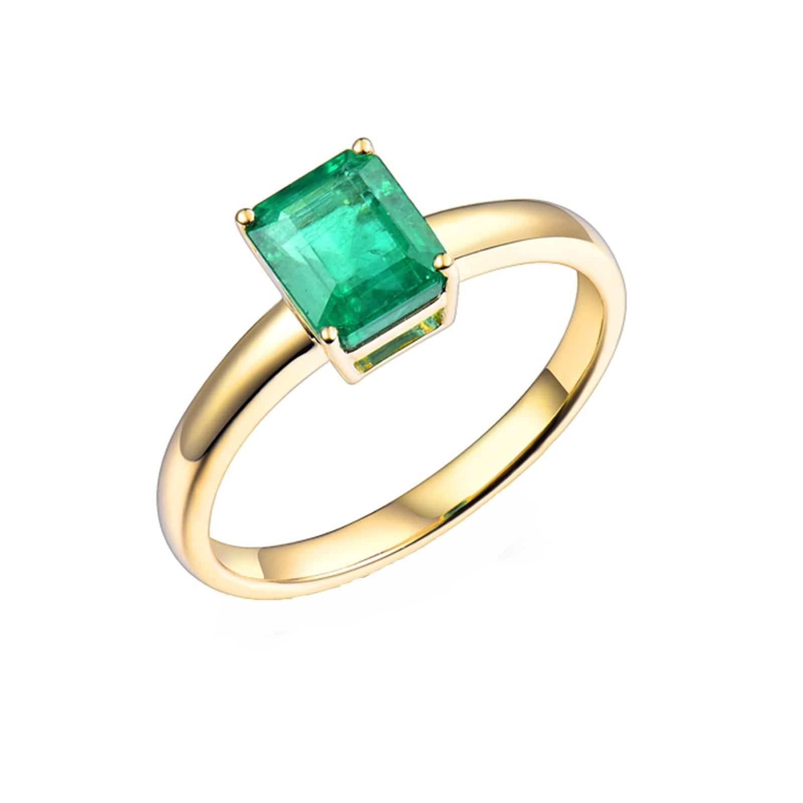 Anillo de Esmeralda, Alianzas de Boda Oro Amarillo Esposa Novia para El Aniversario de San Valentin
