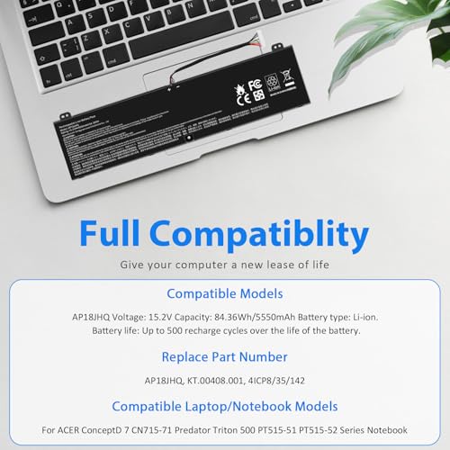 Image of AP18JHQ Laptop Battery Replacement for Acer ConceptD 7 CN715-71 CN715-72G CN715-73G Pro CN715-71P CN715-72P Ezel CC715-71 Pro CC715-71 CC715-71P CC715-72P Predator Triton 500 PT515-51 PT515-52