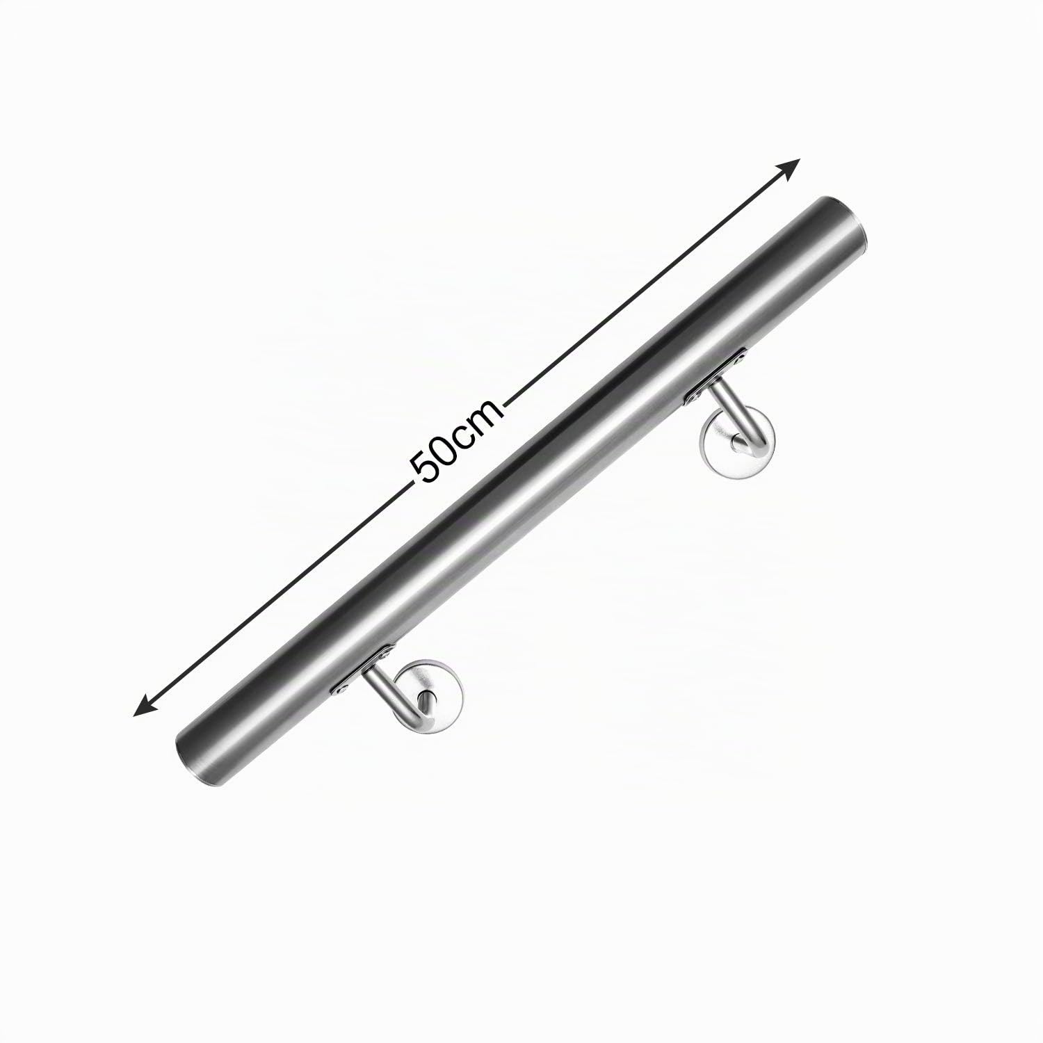 Lospitch Pasamanos de acero inoxidable, pasamanos de pared, para interior y exterior, incluye soporte de pared y tapas finales, 50 cm
