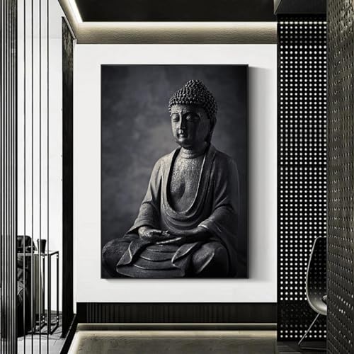 Statue de Bouddha meditant affiche imprimee avec cadre interieur - 3