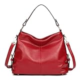 DEERWORD Damen Handtaschen Frauen Schultertaschen PU-Leder Bowlingtaschen Umhängetaschen Weinrot