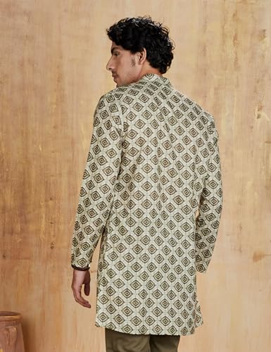 Image of Amazon Brand - Symbol Men's Polyester Festive Printed Long Kurta (Regular Fit)