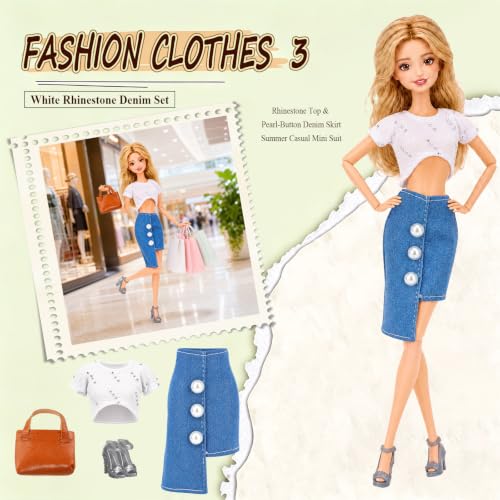 14 PCS Doll Clothes & Accessories for 11.5 Inch Girl Dolls Fashion Set — view 4