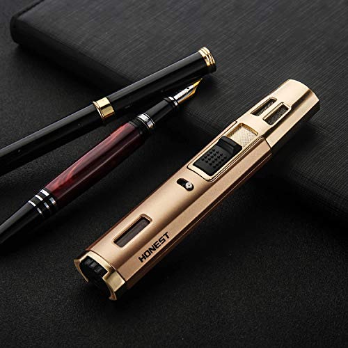 Aansteker Aansteker Aansteker Butaan Aanstekers Jet Flame Portable Navulbaar voor BBQ BBQ Camping Gift Box (Goud N) - Image 7