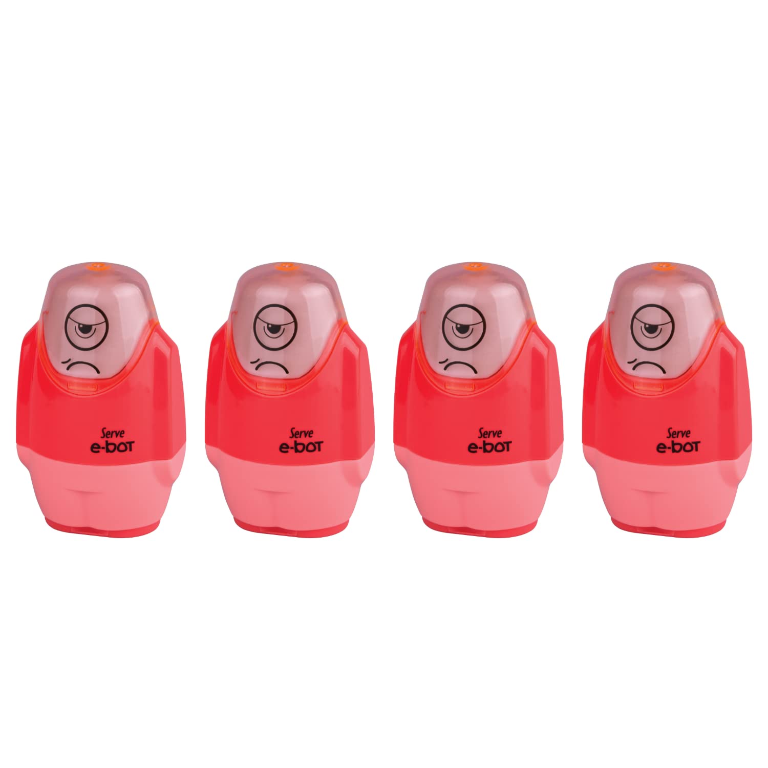 SERVE E-BOT SİLGİLİ KALEMTIRAŞ FOSFORLU KIRMIZI 4LU SET