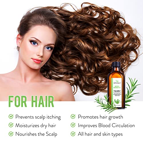 Rosemary Oil For Hair Growth & Skin Care, (3.5 Oz) 100% Pure Rosemary Essential Oil For Eyebrow And Eyelash, Nourishes The Scalp, For Aromatherapy & Diffuser, Hair Loss Treatment Oil For Women & Men #TOP5