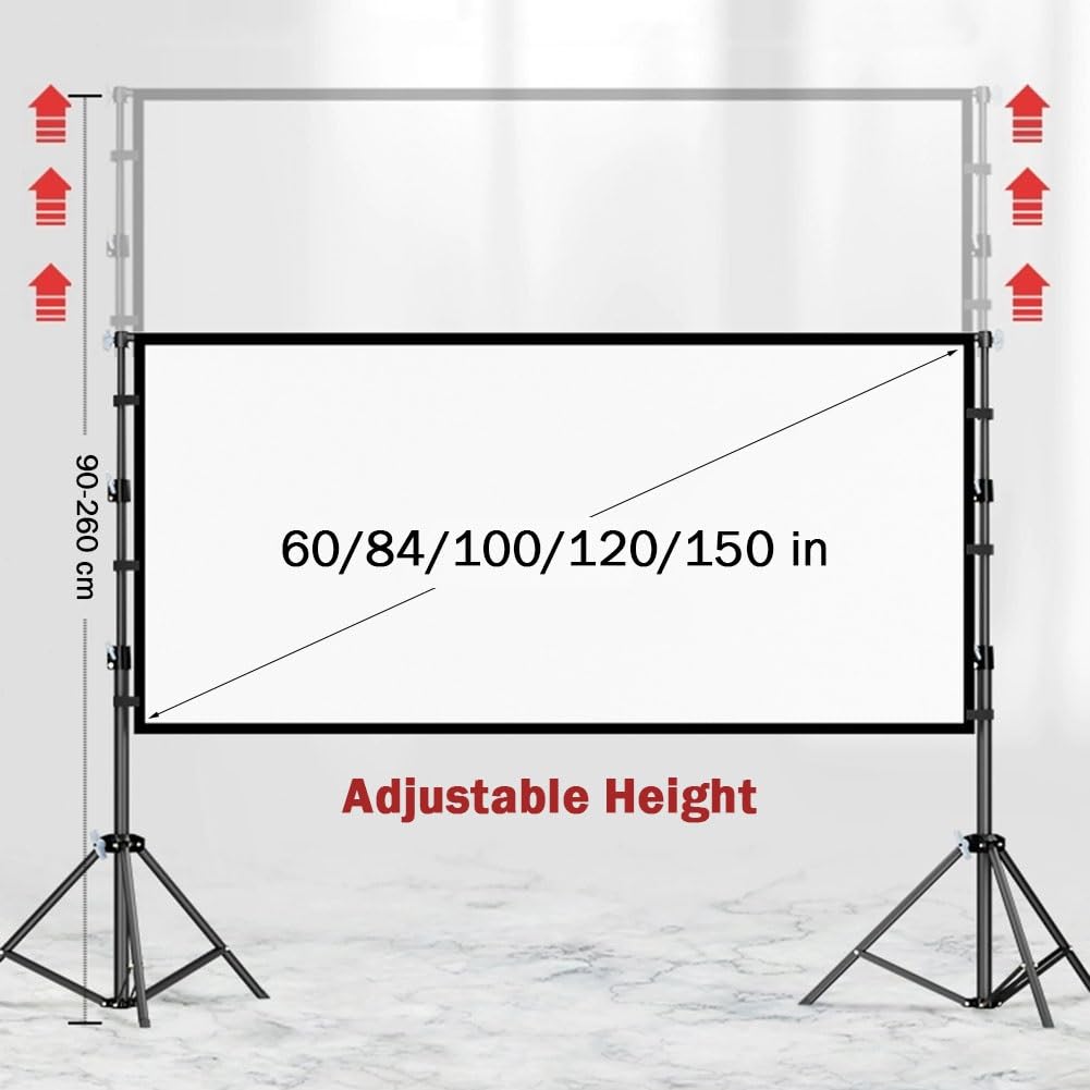 Schermo per Proiettore a Telaio Fisso da 150 Pollici con Supporto Diagonale 16:9 Schermo di Proiezione Attivo 3D 4K Ultra HD per Home Theater Festa(60 inch (L 145 x H 80 cm))