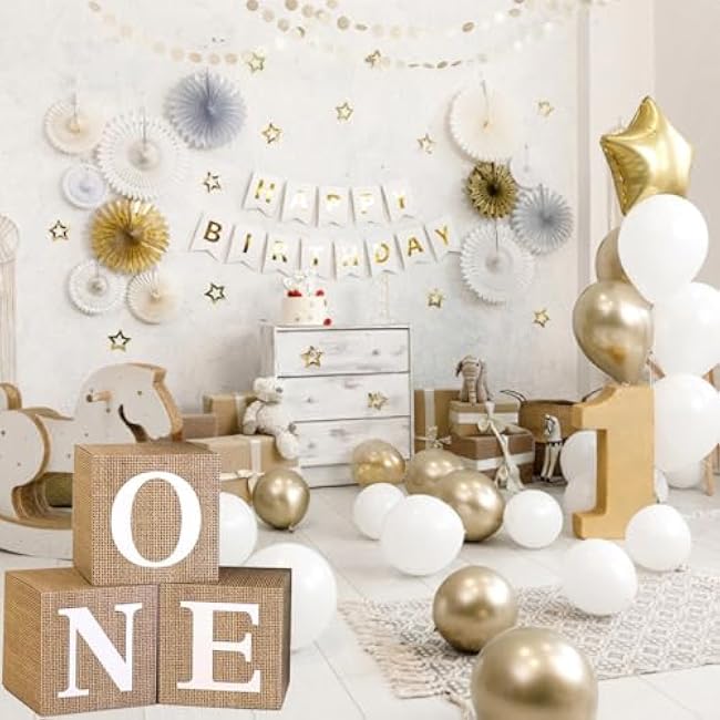 Burlap Balloon Boxes for 1st Birthday, Baby Girl First Birthday Decorations, Birthday Party Supplies Boy, Photoshoot Props Backdrop, 1st Anniversary Decorations. (Burlap)