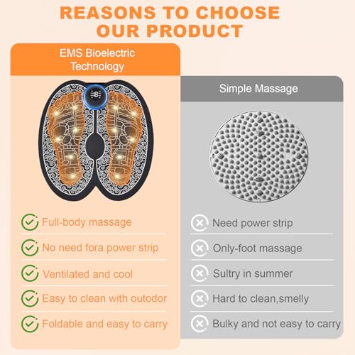 Masajeador de pies EMS actualizado 2025, estimula la circulación y alivia el dolor muscular, masajeador eléctrico de pies con 8 modos y 19 intensidades, con control remoto - imagen 3