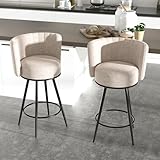 HONIFUR Bar Stools Set of 2, 27' Tufted Modern Counter Height Bar stools, Upholstered Barstools with Back & Footrest Metal Legs, Counter Stools for Kitchen Island, Counter, Cafes, Dining Room (Beige)