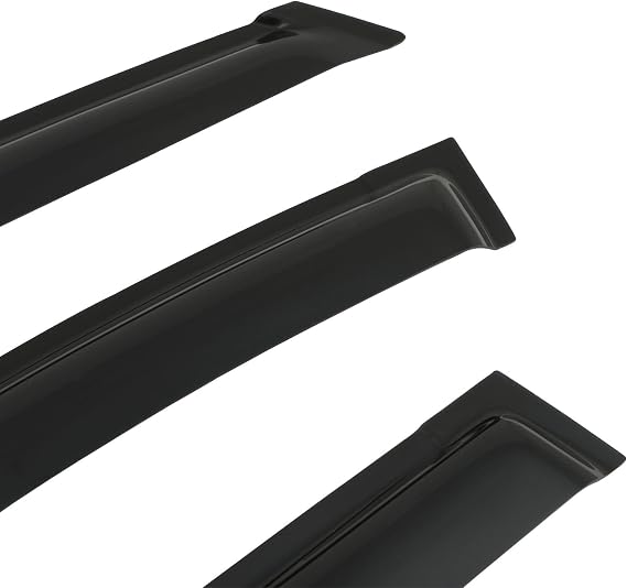 Predator4x4 Front Rear Fixed Wind Deflectors Weather Shield Complete 4pc Set Smoked Tinted Black Compatible with Toyota RAV4 RAV-4 XA40 2012-2018