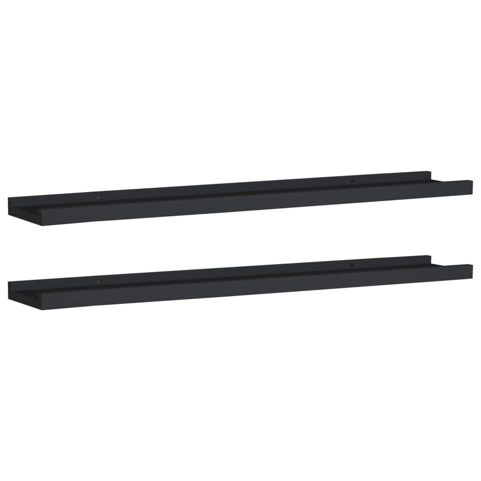 Gecheer Set di 2 scaffali da parete per foto e libri, scaffali sospesi, mensole sospese, mensole sospese, mensole sospese, mensole sospese, da parete, da parete, per libreria, nero, 80 x 9 x 3 cm, MDF