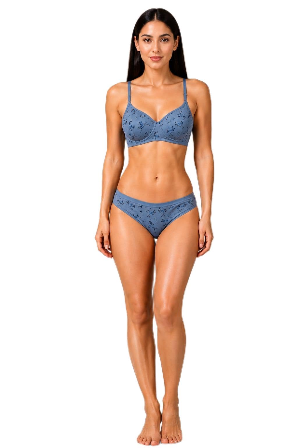 Women's Floral Print Padded Bra and Panty Set-picture-36