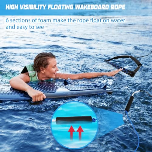 image for ASVAEVAS 75FT Wakeboard Rope and Handle, No Stretch Dyneema Wakeboard 