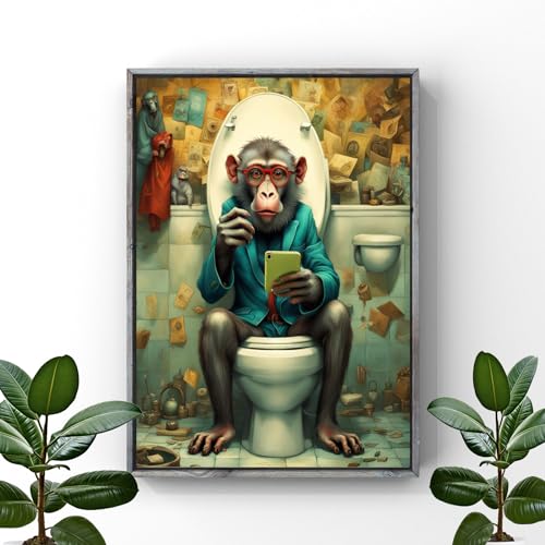 Gifts and Temptations Baboon Bathroom Wall Art Print, Quirky Decor Featuring a Monkey on a Toilet, Vivid Colors Bathroom Decor - Cosy Home Interiors Gifts and Temptations Baboon Bathroom Wall Art Print, Quirky Decor Featuring a Monkey on a Toilet, Vivid Colors Bathroom Decor - Image 2