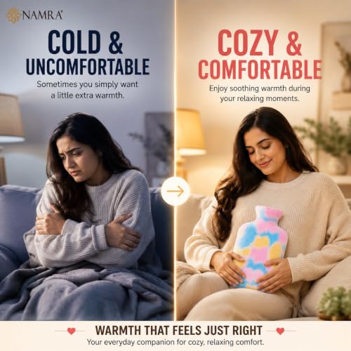 Image of Hot Water Bag with Soft Cover for Pain Relief, 1 Pcs Heating Pad Rubber Hot Bag for Body Massage for Men & Women for Hot Water Bottle for Period, Cramps, Heating Pad -(2000,RAINBOW)