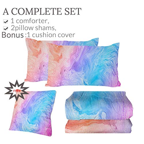 Sleepwish Tie Dye Comforter Set Teen Girl Bedding Twin Set Colorful Marble Bed Sets Cute Pink Ombre Quilt 4 Piece Modern Pastel Blue Purple Bed Spreads For Kids Teenage (Twin) #TOP2