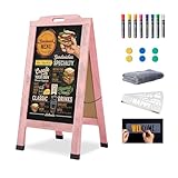 Magnetic Portable A-Frame Chalkboard Signs, 40' x 20' Large Wood Sandwich Board Signs Outdoor, Double-Sided Sidewalk Standing Chalk Board for Business, Wedding, Vendor Display, Coffee Shope - Pink