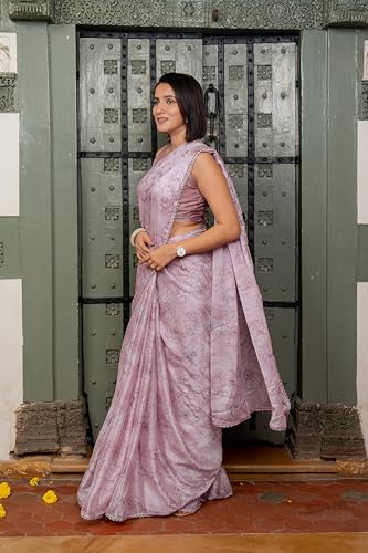 Image of MIRCHI FASHION Women Saree Chiffon Floral Printed | Breathable Festive Occasion Sari for Social Visits with Matching Blouse Piece