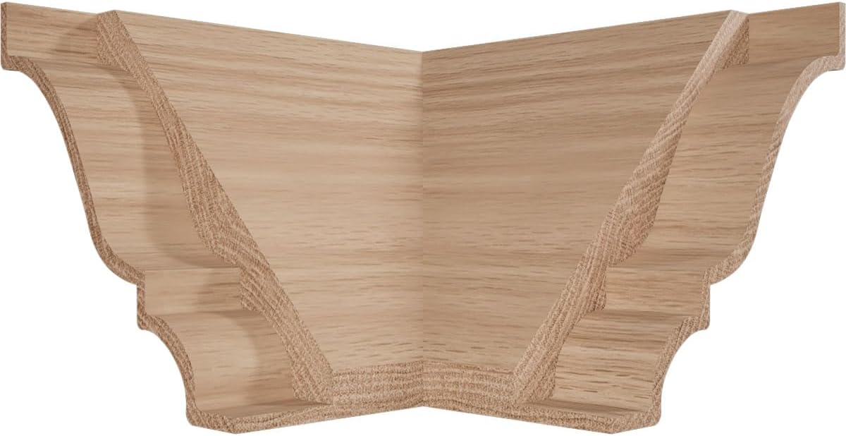 3 3/4"P x 3 11/16"H WM45 Americraft Solid Hardwood Stain Grade MiterLink Crown Moulding Outside Corner, Red Oak (Matches Moulding MLDW01X05WM45RO)