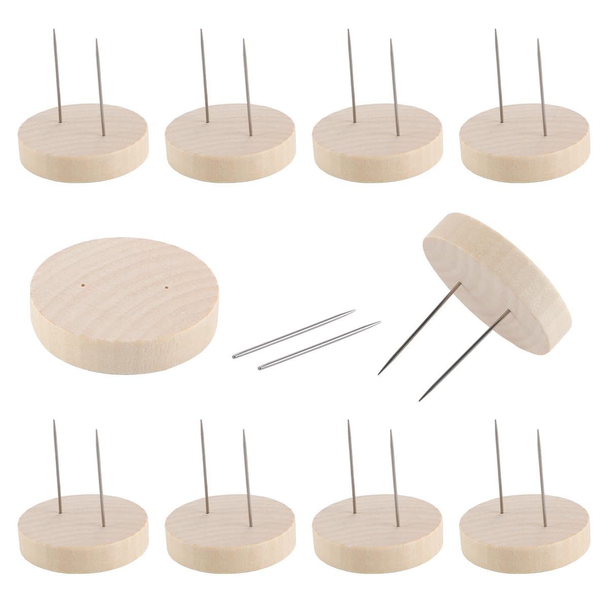 Supporto per bambola all'uncinetto in legno con perni metallo, esposizione amigurumi 10 pezzi