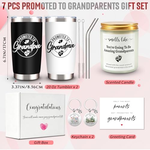 Promoted To Grandparents Gifts, New Grandparent Gift with Promoted To Grandma and Grandpa 20 Oz Tumbler Set, Pregnancy Announcement for Grandparents, First Time Grandparents Gifts, Christmas Gift - Image 2