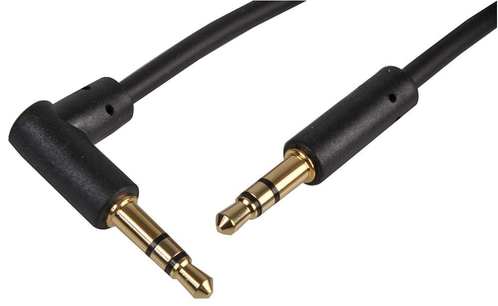 PRO SIGNAL PSG3117-0.5M Slim 3.5mm Stereo Jack Plug to 90 Degree Jack Plug Lead, 0.5m Black