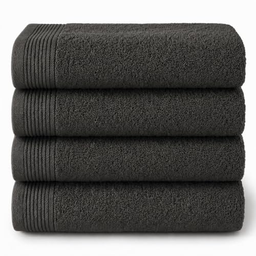 Novotextil Toallas De Lavabo 50x100 Cm Juego 4 Toallas Mano 100 Algodón 480 G M2 Suaves Y Absorbentes Set Toallas Lavabo Para Baño, Cocina O Tocador Negro