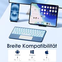 Vobafe Bluetooth Tastatur mit Touchpad, 7-farbiges Backlight iPad Tastatur – Ansicht 2