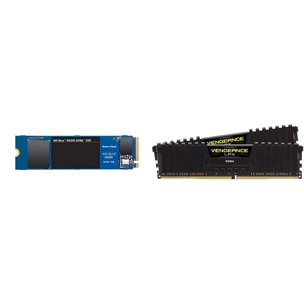 WD Blue SN550 1TB NVMe Internal SSD - Gen3 x4 PCIe 8Gb/s, M.2 2280, 3D NAND, Up to 2,400 MB/s - WDS1