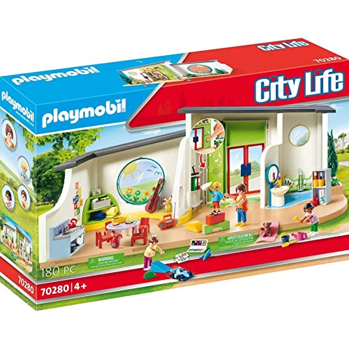 PLAYMOBIL 70280 City Life Guardería Arcoíris con Efectos de luz y Sonido, A Partir de 4 años, Multicolor