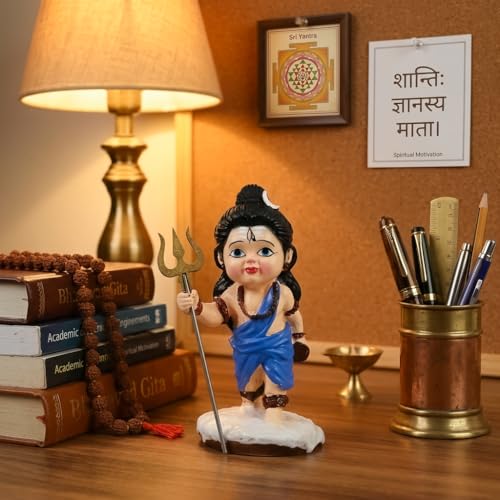 Image of ZAICUS Baby Shiva Idol for Car Dashboard & Home Decor - Cute Mahadev Miniature Statue with Trishul | Shiv Ji Murti for Temple, Office Desk & Spiritual Gift Showpiece