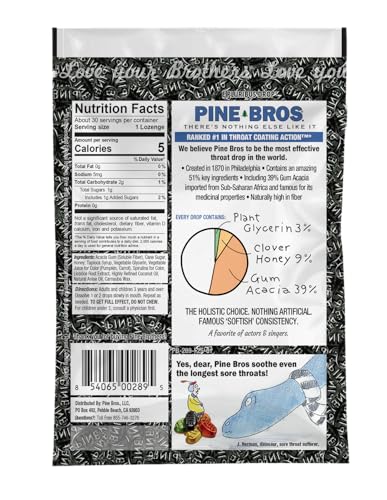 Image of Pine Bros. Gummy Sore Throat Softish Drops 30 Count (Approx) (Pack of 1, Licorice)