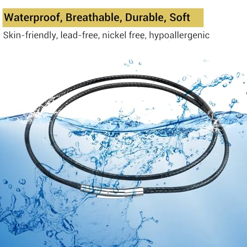 Leather Necklace Cord with Stainless Steel Clasp, Black/Brown Color Waterproof Wax Rope Chain 2mm 3mm Wide Braided Cord String Necklaces for Men Women 16"-30"3