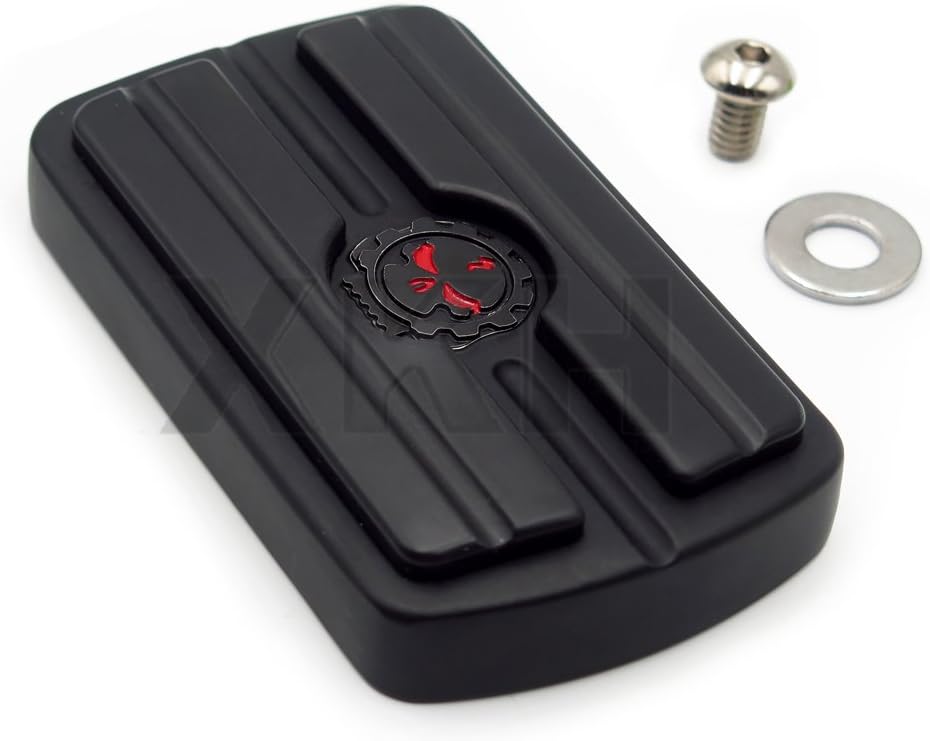 XKH- Motorcycle Black Compatible with Harley Davidson Touring Softail Brake Pedal Large Pad H-D Skull [B07FK2VTG9]