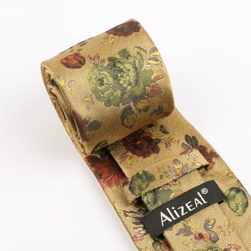 Image of Alizeal Mens 3.15'' Colorful Flower Pattern and handkerchief Necktie Set