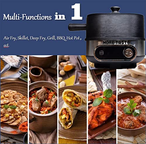 More Taste Home Appliances Air Fryer&Electric Air Fryer Grill Skillet Combo With 3Qt Stewer Pot Multifunctional Cooker (5 Units Includes, Airfryer Stew Black) #TOP6