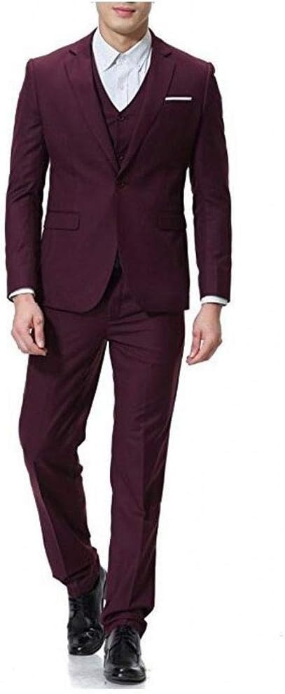 Men's Slim Fit 3PC Wedding Suits Peak Lapel 2 Buttons Groom Suits Business Suits