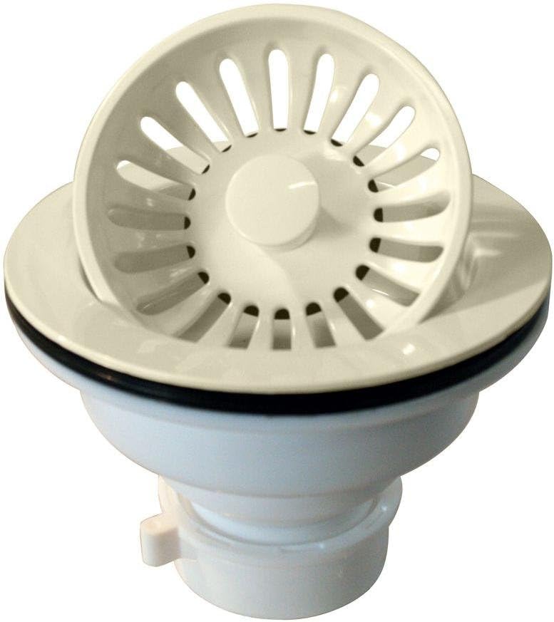 Westbrass D2143P-65 4-3/8" Push-Pull Style Large Kitchen Sink Basket Strainer, Powder Coat Biscuit