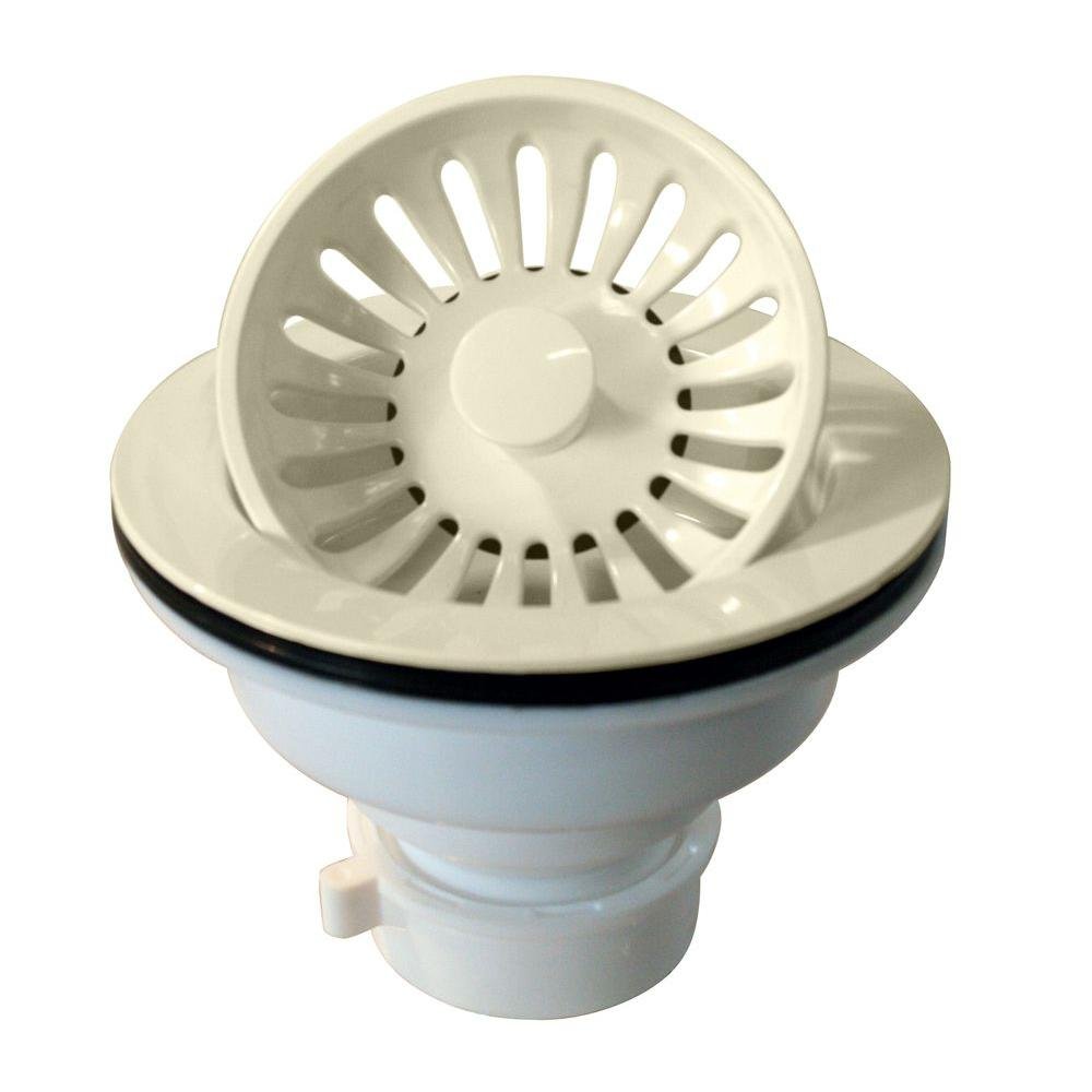 WestbrassPush-Pull Style Large Kitchen Sink Basket Strainer, Biscuit, D2143P-65