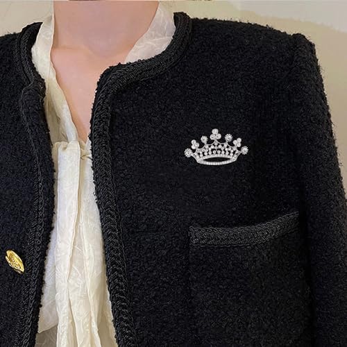 Image of YUNXI King Queen Royal Crown Brooch For Women Men Fashion Gold Silver Rhinestones Crystal Brooches Pin Wedding Party Banquet Birthday